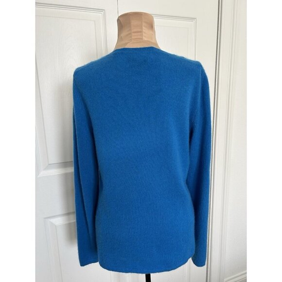 Lord & Taylor 100% Cashmere Round Neck Sweater Women Turquoise Blue Size L - Picture 3 of 7